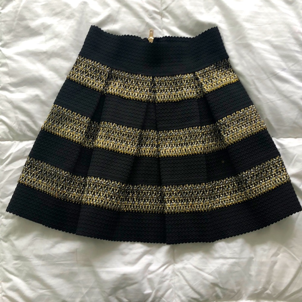 Pleated Gold and Black Skirt